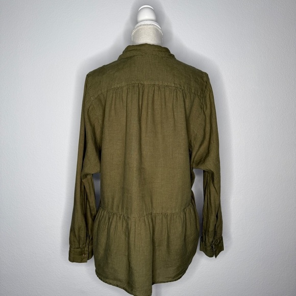 Holding Horses Green Linen Button Down Shirt Size M - Picture 4 of 7